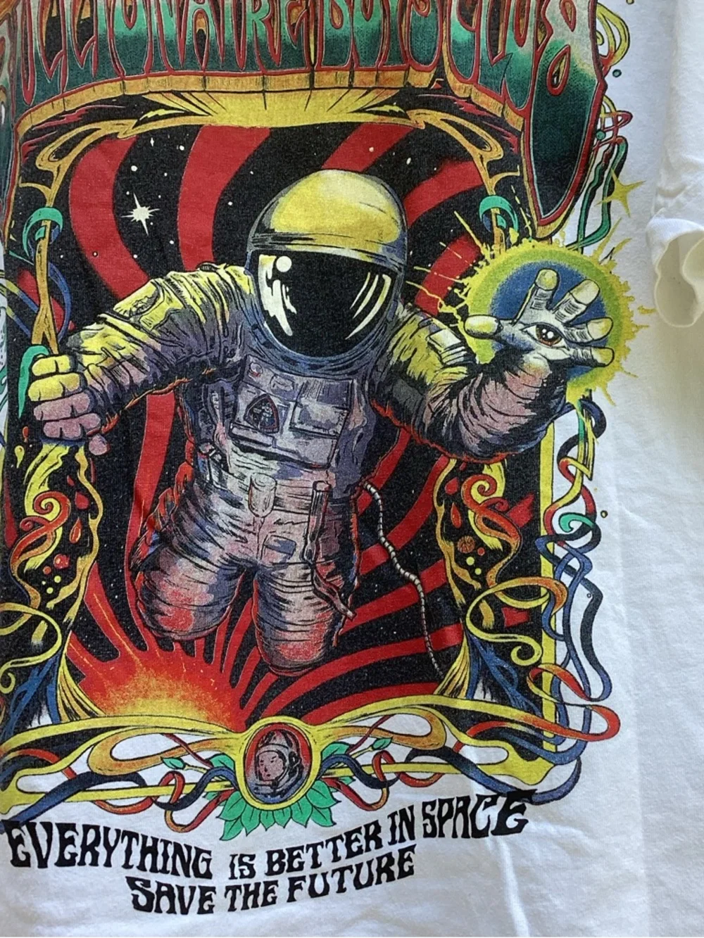 Billionaire Boys Club White Crewneck Tee with Black Helmet Logo, size medium